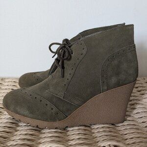 Green suede booties